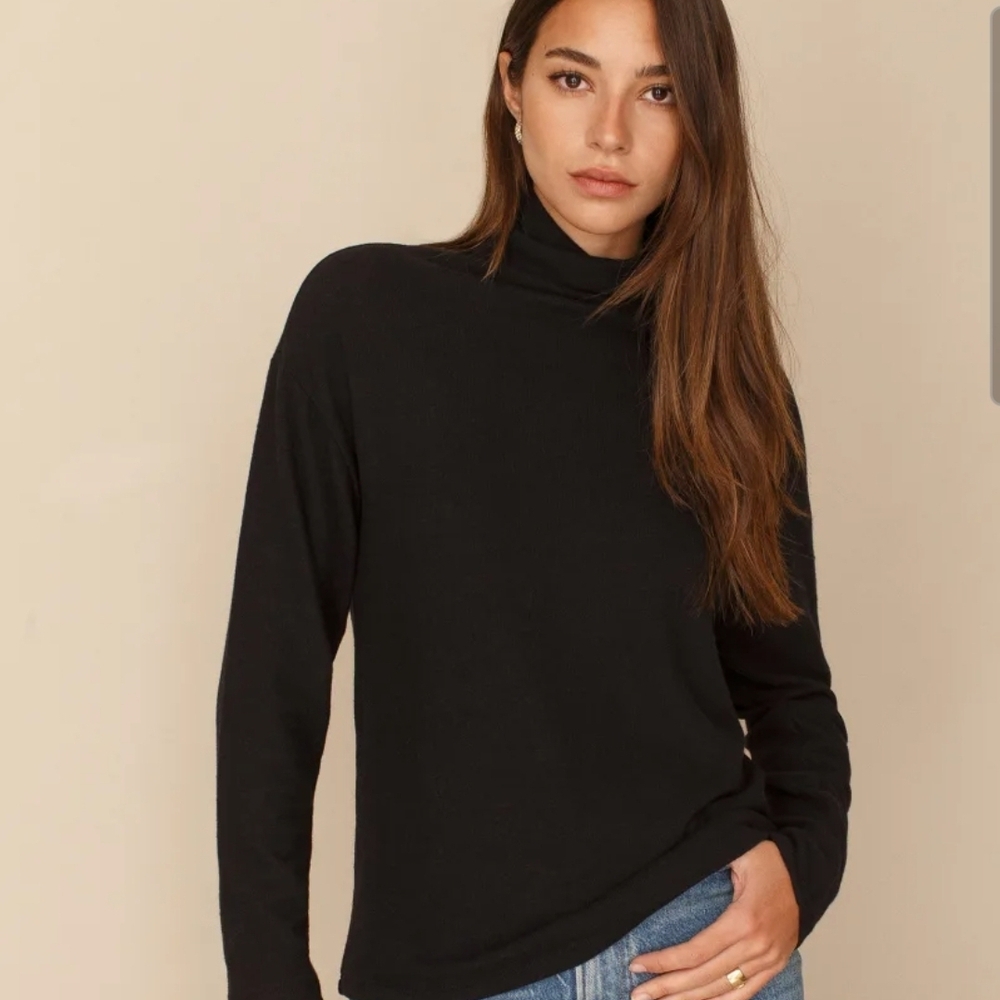 Reformation Black Cowl Turtleneck Sweater